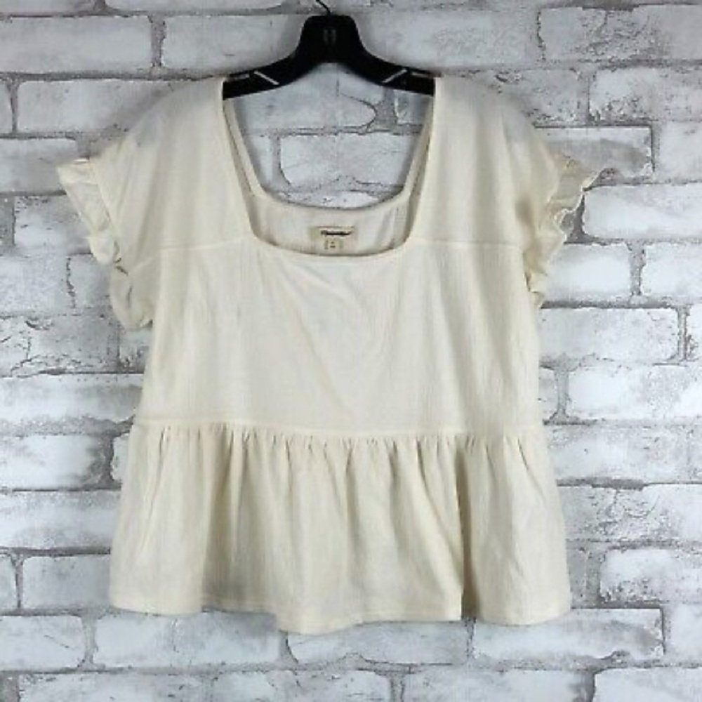 NWT Madewell Lightspun Ruffle-Hem Top